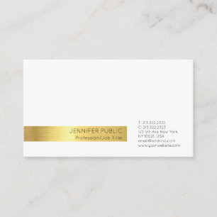 Tarjeta De Visita Moderna y elegante llanura de oro blanco profesion