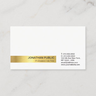 Tarjeta De Visita Moderna y elegante llanura de oro blanco profesion