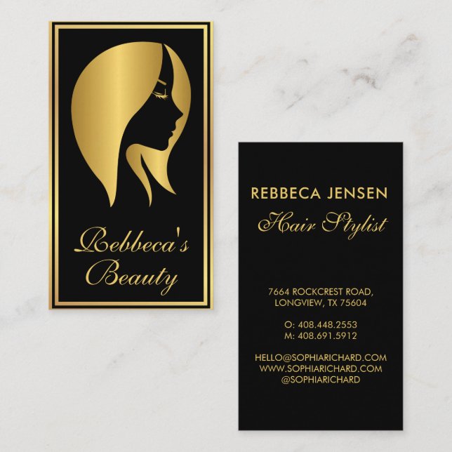Tarjeta De Visita Moderna y elegante maquillaje Hairstylista (Anverso / Reverso)