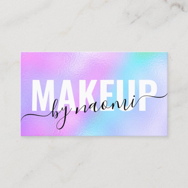 Tarjeta De Visita Moderna y elegante maquillaje holográfico de chick (Anverso)