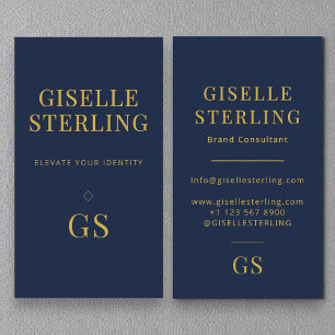Tarjeta De Visita Moderna y elegante Marina Azul Minimalista dos mon