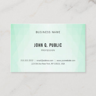 Tarjeta De Visita Moderna y elegante Mint Green Profesional Simple