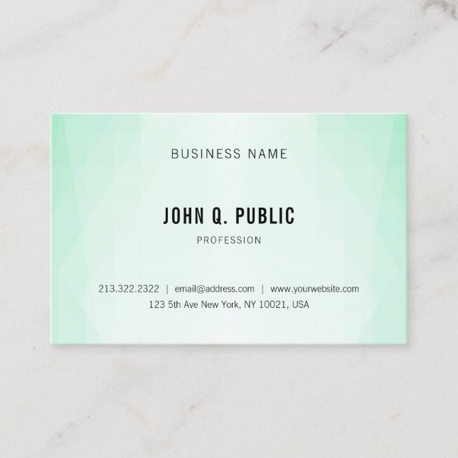 Tarjeta De Visita Moderna y elegante Mint Green Profesional Simple (Anverso)