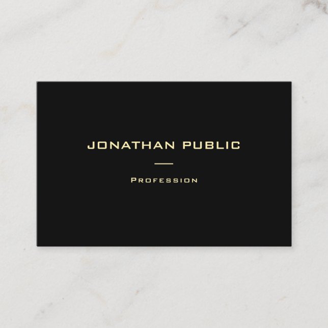 Tarjeta De Visita Moderna y elegante nombre dorado Black Template Lu (Anverso)