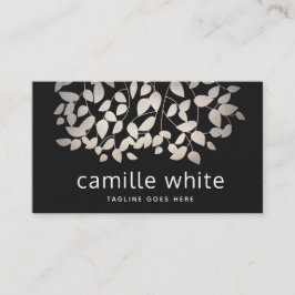 Tarjeta De Visita Moderna y elegante Pewter Silver deja negro