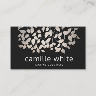 Tarjeta De Visita Moderna y elegante Pewter Silver deja negro