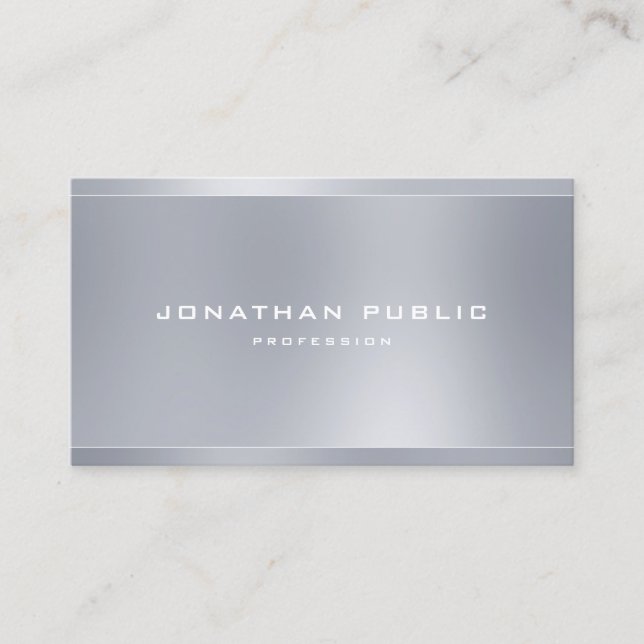 Tarjeta De Visita Moderna y elegante plantilla de aspecto plateado p (Anverso)