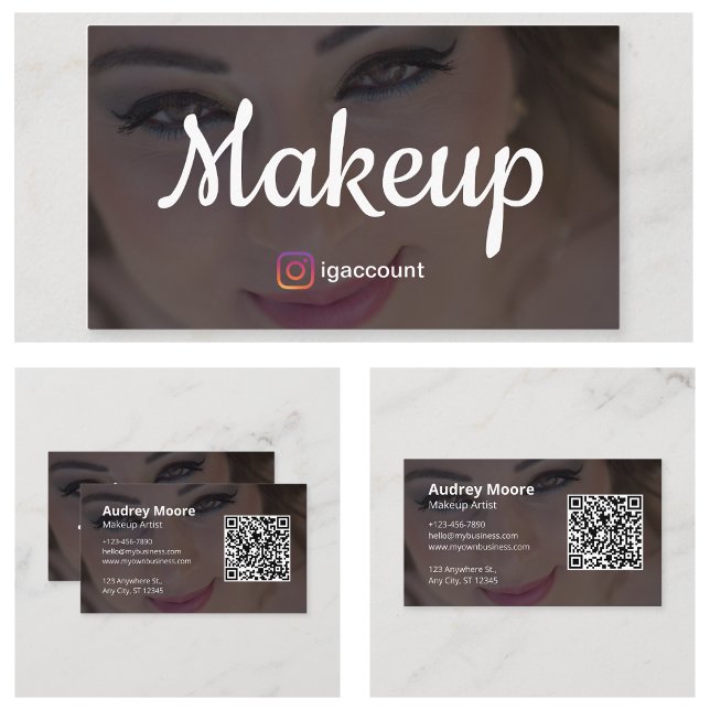 Tarjeta De Visita Moderna y elegante plantilla de moda Artista de ma (Modern Elegant Trendy Templates Makeup Artist Business Card
)