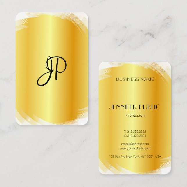 Tarjeta De Visita Moderna y elegante plantilla de Monograma Blanco F (Anverso / Reverso)