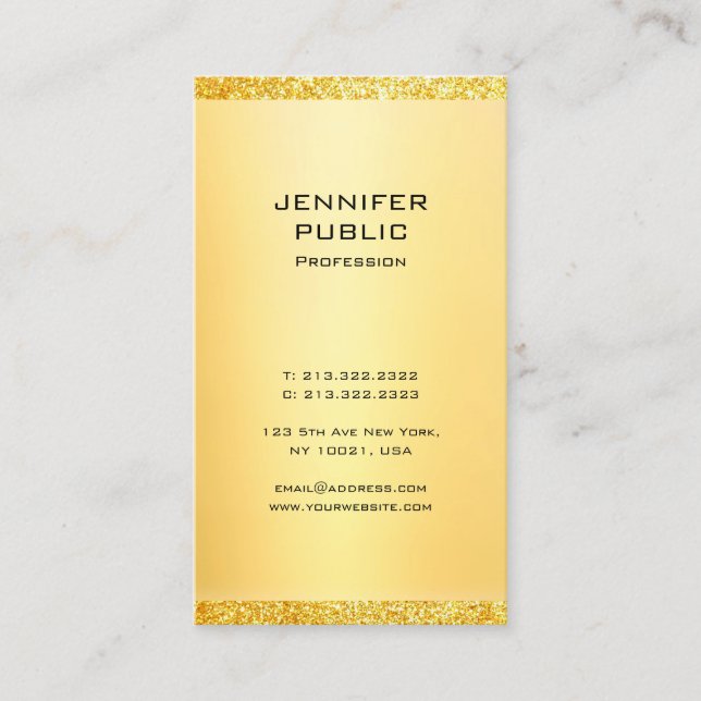 Tarjeta De Visita Moderna y elegante plantilla de Purpurina de oro (Anverso)