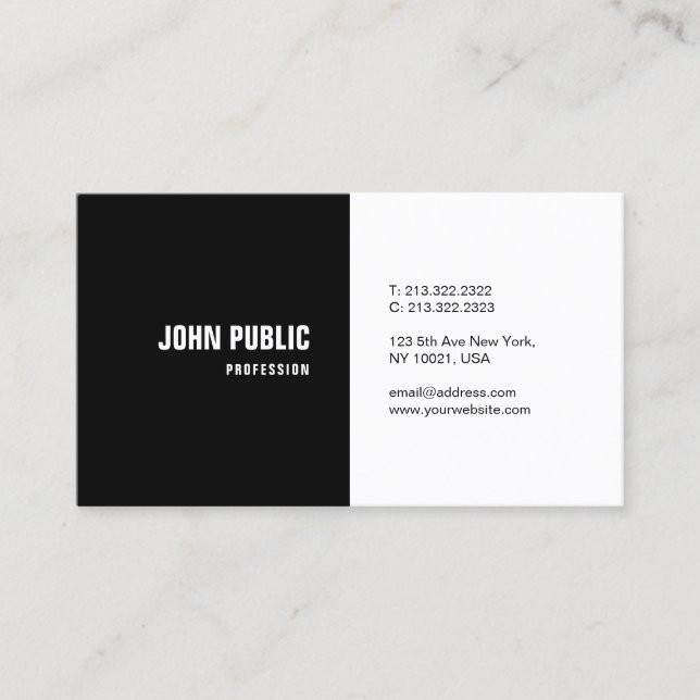 Tarjeta De Visita Moderna y elegante plantilla en blanco y negro Min (Anverso)