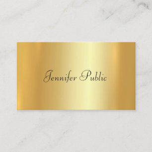 Tarjeta De Visita Moderna y elegante plantilla Faux Gold Hand Script