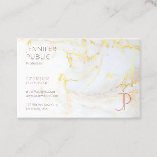 Tarjeta De Visita Moderna y elegante plantilla Gold Marble Monograma