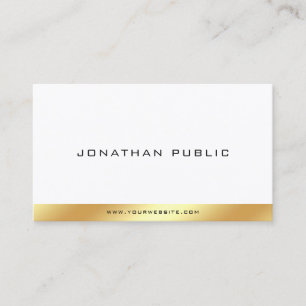 Tarjeta De Visita Moderna y elegante plantilla Gold White Simple de 