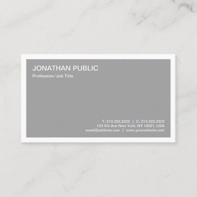 Tarjeta De Visita Moderna y elegante plantilla gris simple moda (Anverso)