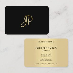 Tarjeta De Visita Moderna y elegante plantilla monogramada de oro