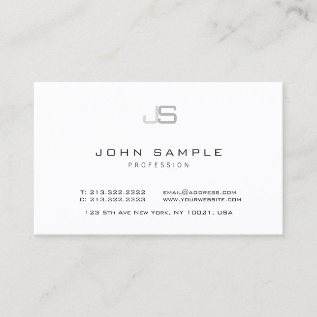 Tarjeta De Visita Moderna y elegante plantilla monogramada Minimalis (Anverso)