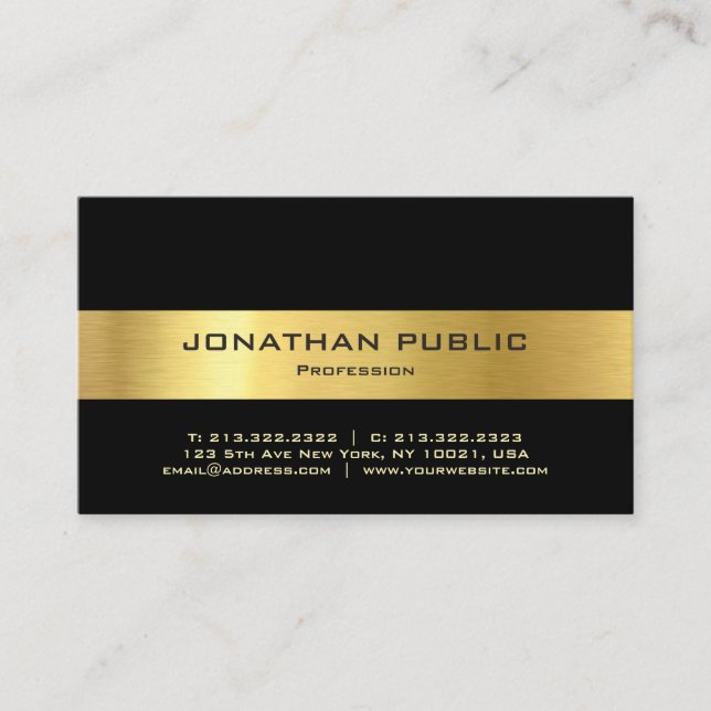 Tarjeta De Visita Moderna y elegante plantilla profesional de oro ne (Anverso)