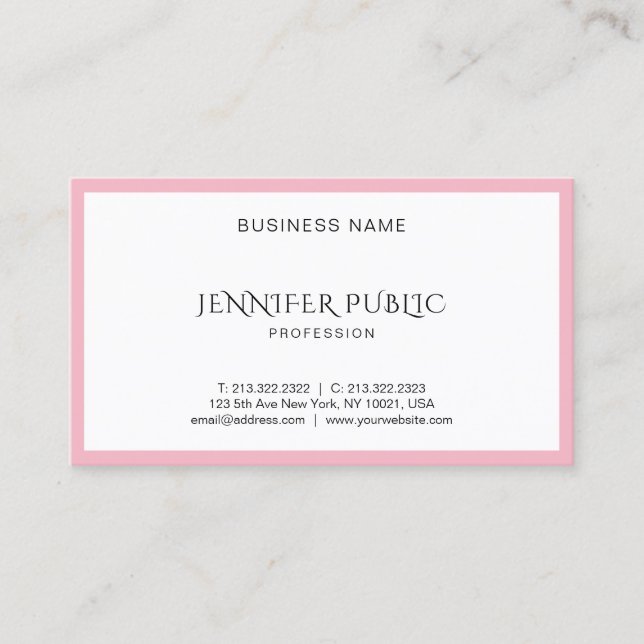 Tarjeta De Visita Moderna y elegante plantilla Rubor rosa de limpiez (Anverso)