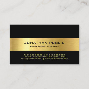 Tarjeta De Visita Moderna Y Elegante Plantilla Simple En Negro Y Oro