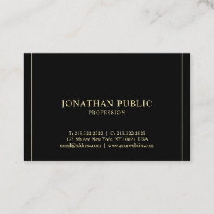 Tarjeta De Visita Moderna y elegante plantilla simple Gold Textos de