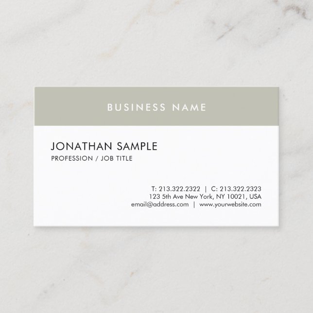 Tarjeta De Visita Moderna y elegante plantilla simple Guay profesion (Anverso)