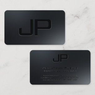 Tarjeta De Visita Moderna y elegante plantilla simple Monograma negr