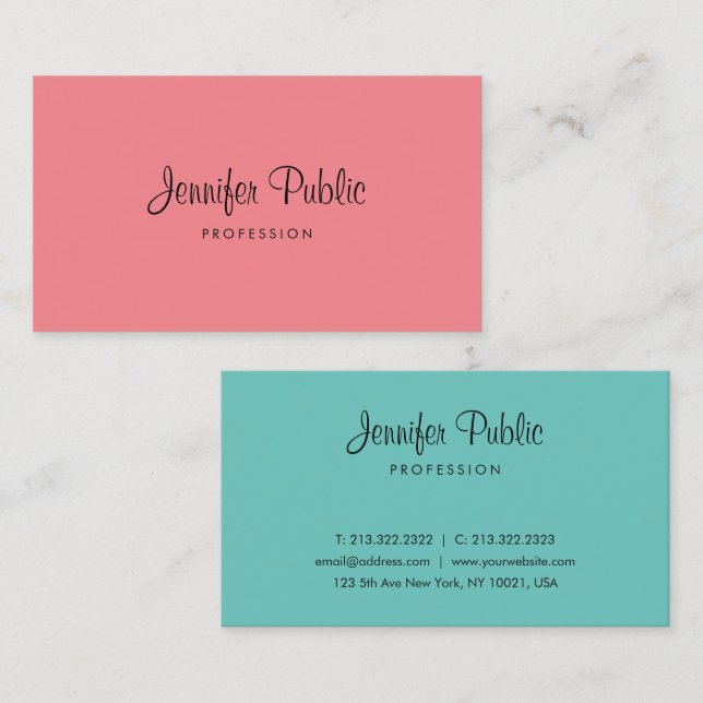 Tarjeta De Visita Moderna y elegante plantilla simple Typografía de  (Anverso / Reverso)
