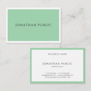 Tarjeta De Visita Moderna y elegante plantilla verde blanco simple