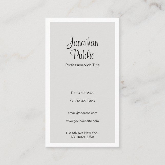 Tarjeta De Visita Moderna y elegante plantilla vertical simple moda (Anverso)