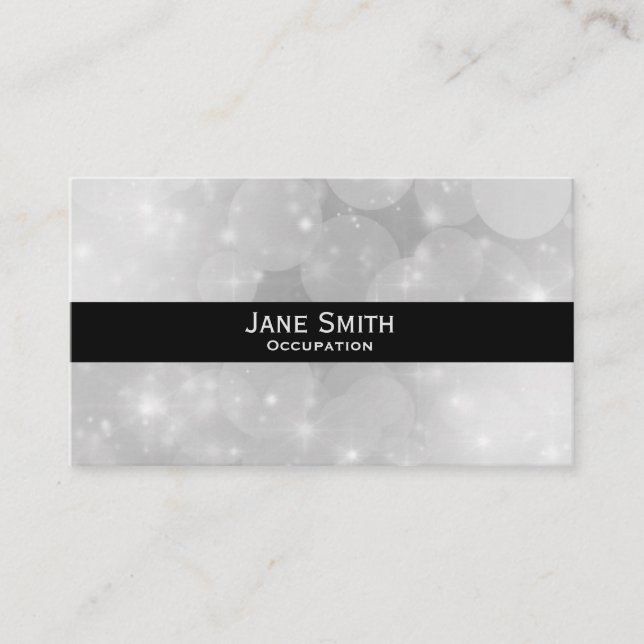 Tarjeta De Visita Moderna y elegante plata y negro (Anverso)