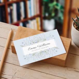 Tarjeta De Visita Moderna y elegante Primavera Flor salvaje azul