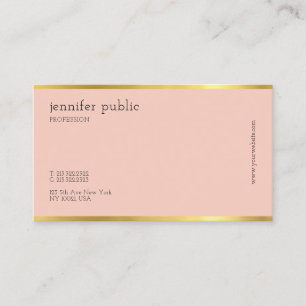 Tarjeta De Visita Moderna y elegante Rubor Pink Gold Professional Si