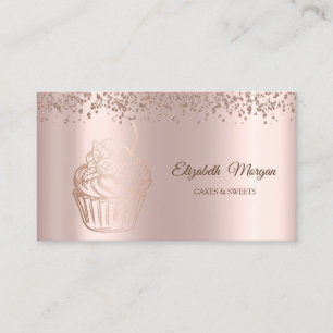 Tarjeta De Visita Moderna y elegante tarta de oro Rosa, dulces, pana