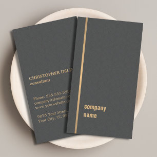 Tarjeta De Visita Moderna y elegante textura Gray Faux Gold Consulto