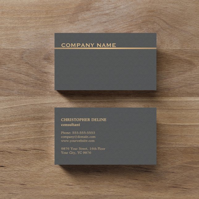 Tarjeta De Visita Moderna y elegante textura Gray Faux Gold Consulto (Subido por el creador)