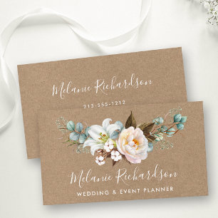 Tarjeta De Visita Moderna y elegante vegetación botánica floral Kraf