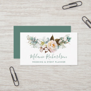 Tarjeta De Visita Moderna y elegante vegetación Botánica Floral Verd
