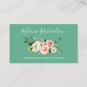 Tarjeta De Visita Moderna y elegante vegetación, color rosa floral,