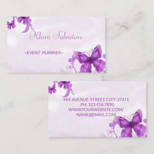 Tarjeta De Visita Moderna Y Hermosa Morada Con Mariposa