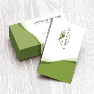 Tarjeta De Visita Moderna y limpia Ola Verde Inmobiliaria