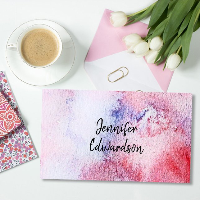 Tarjeta De Visita Moderna y moderna acuarela profesional (Modern elegant watercolor splatter professional business card.)