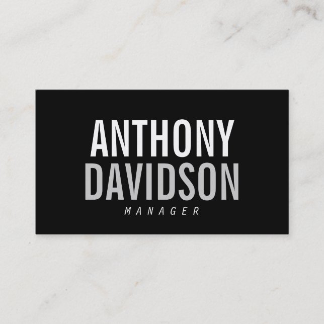 Tarjeta De Visita Moderna y moderna Black Bold Text Business Card (Anverso)