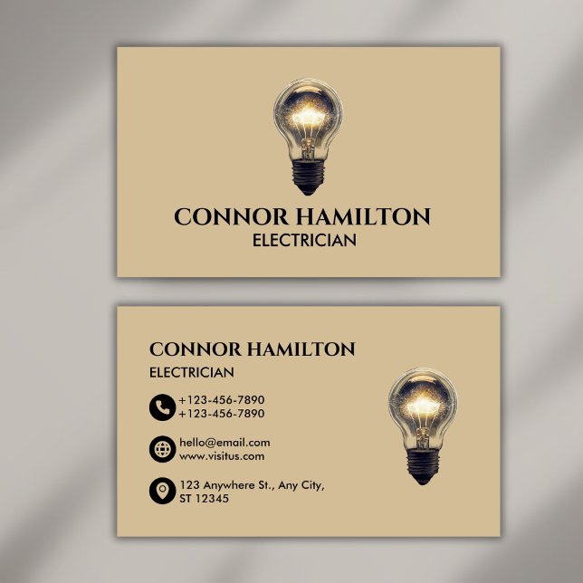 Tarjeta De Visita Moderna y moderna Guay Lightbulb Electrician (Subido por el creador)
