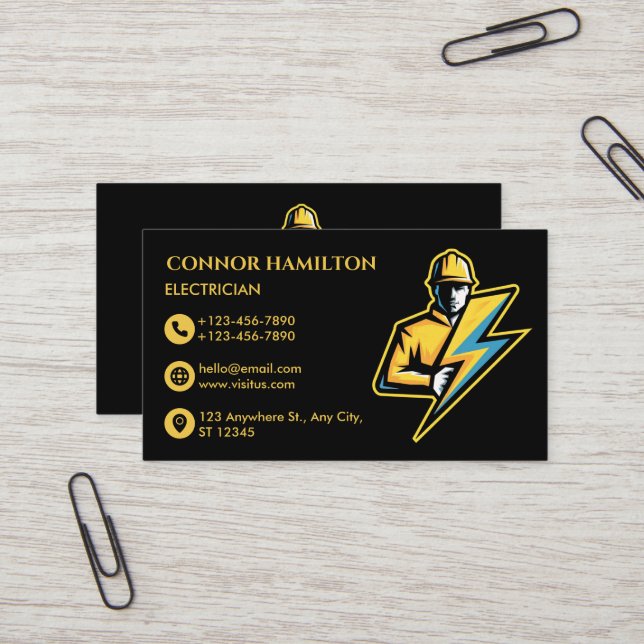 Tarjeta De Visita Moderna y moderna Guay Lightning Electrician (Anverso/Reverso In Situ)