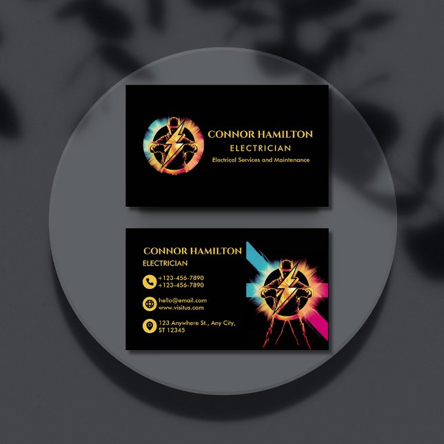 Tarjeta De Visita Moderna y moderna Guay Lightning Electrician (Subido por el creador)