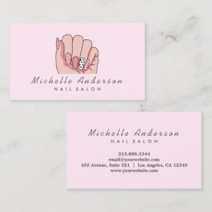 Tarjeta De Visita Moderna y moderna uñas salon técnico de uñas rosad