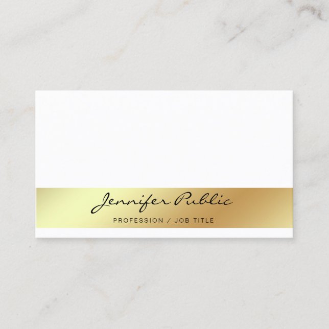 Tarjeta De Visita Moderna y profesional Moda de oro blanco simple (Anverso)