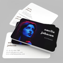 Tarjeta De Visita Moderna y simple cantante profesional, foto de act