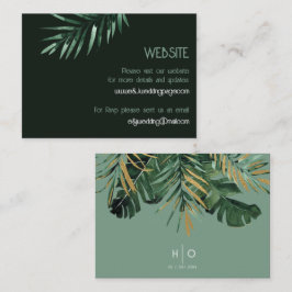 Tarjeta De Visita Moderna y tropical Palm deja sitio web Boda verde
